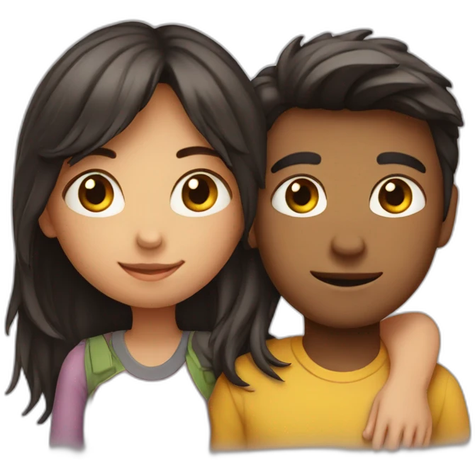 Girl leaning on boy emoji
