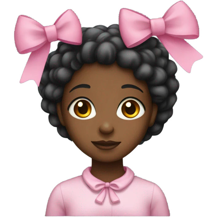 black girl with a pink bow emoji