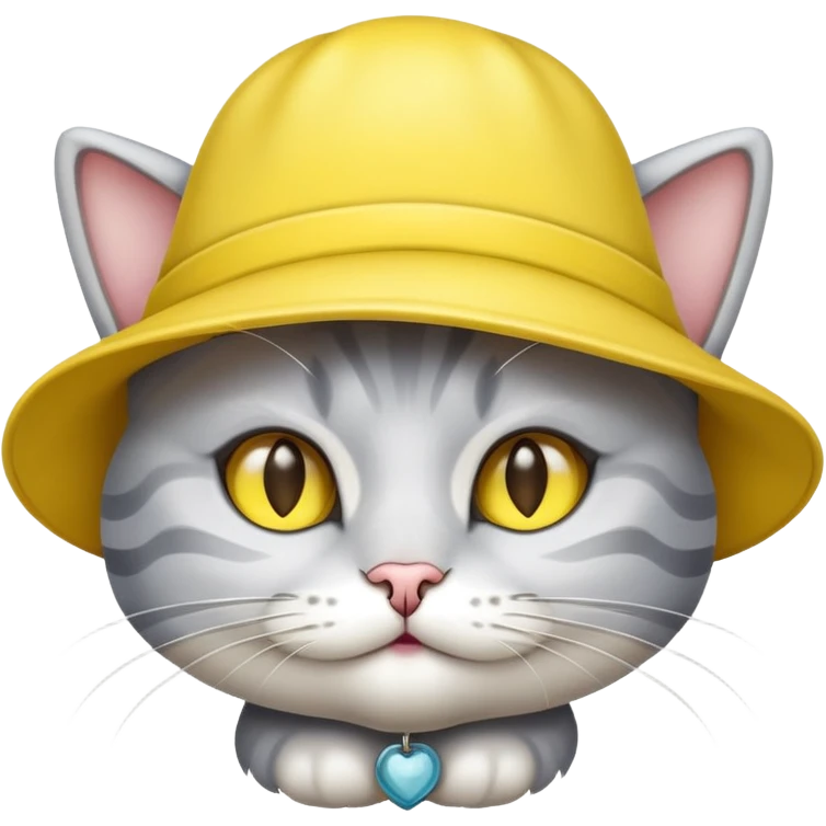 Silver shaded cat with yellow hat emoji