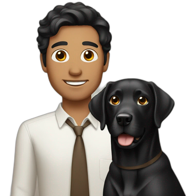 black haired man with labrador emoji