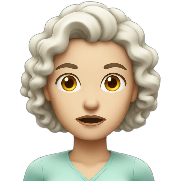 curly white woman with an angry expression on her face emoji