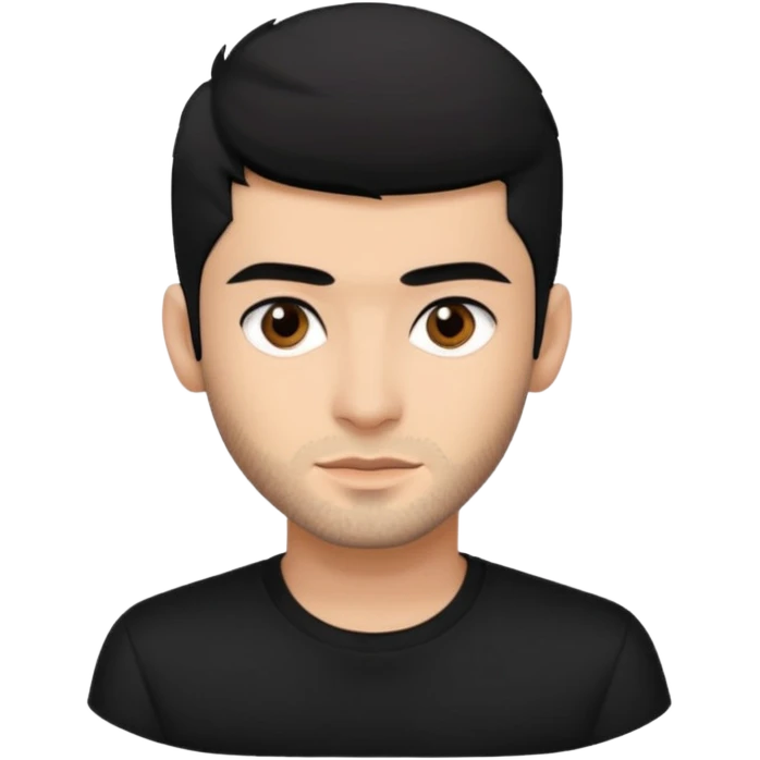 Zayn Malik with black hair and shirt emoji