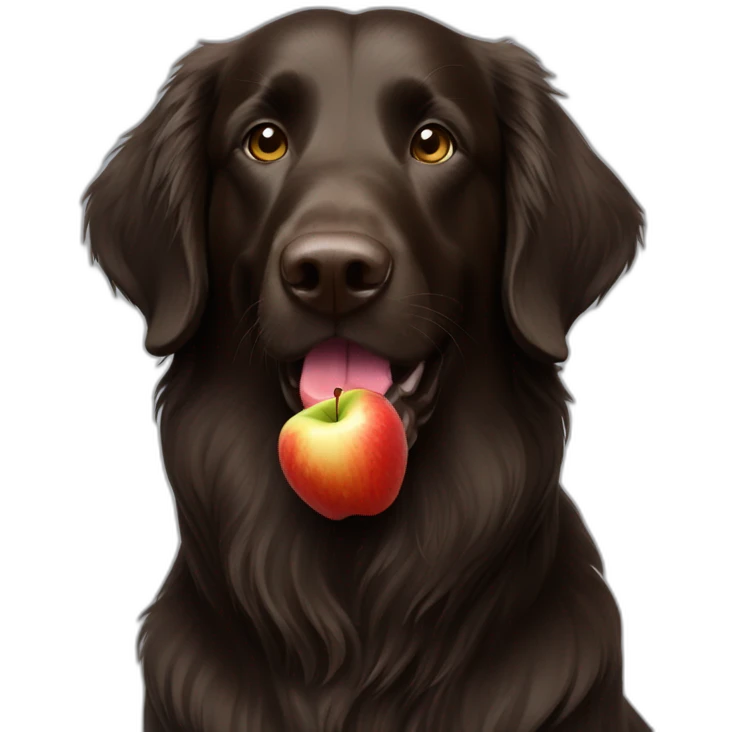 liver flat coated retriever eating an apple emoji
