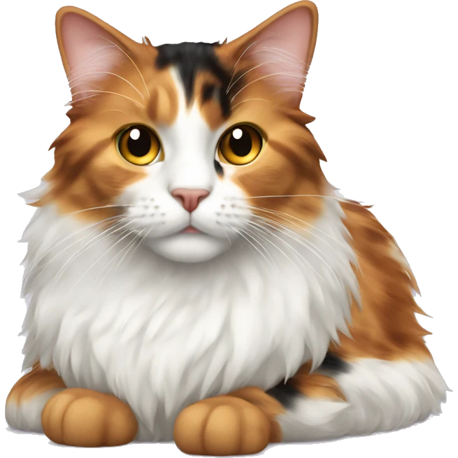 calico cat on a fluffy white bed  emoji