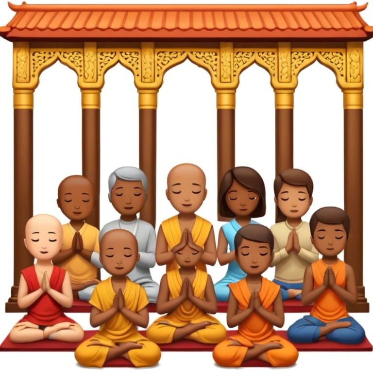 people praying in a Buddhist temple emoji