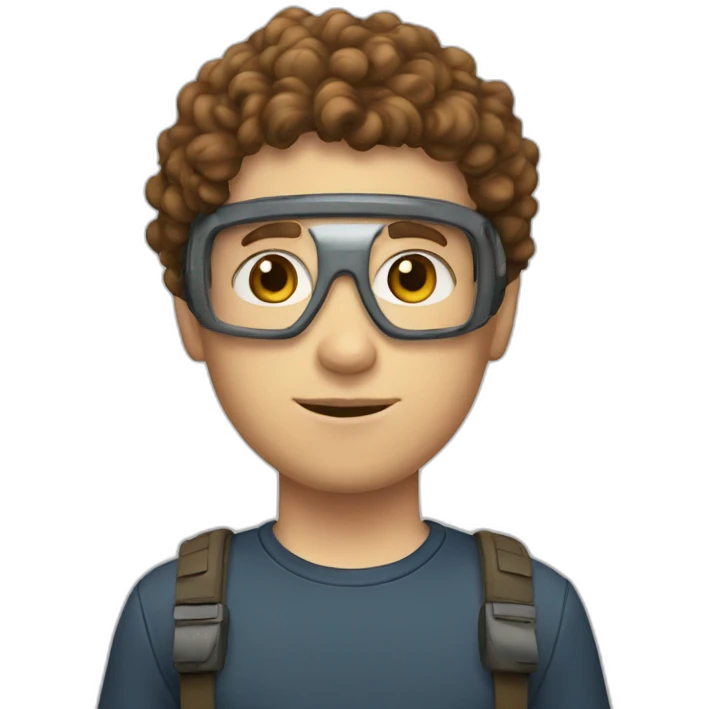 A white boy with brown curly hair and casque gamer emoji