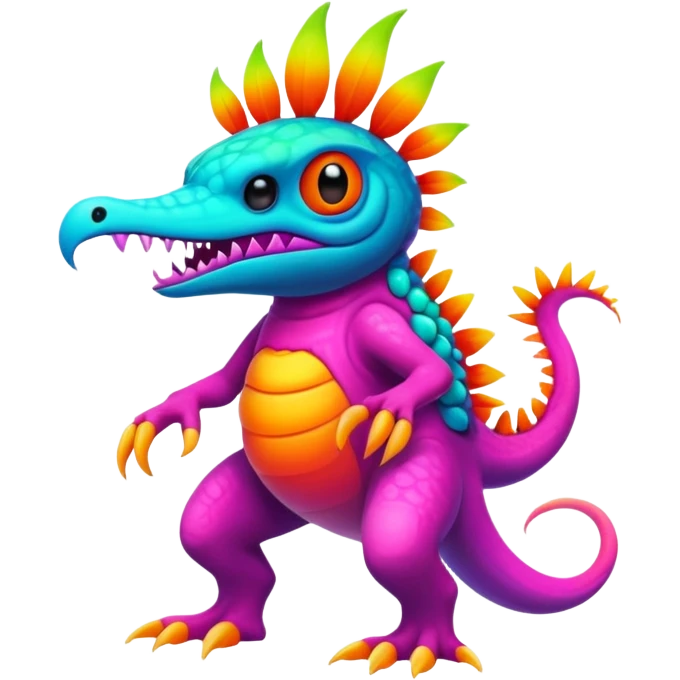 An exotic neon colorful unique bizarre eccentric Fakémon-creature (full body) emoji