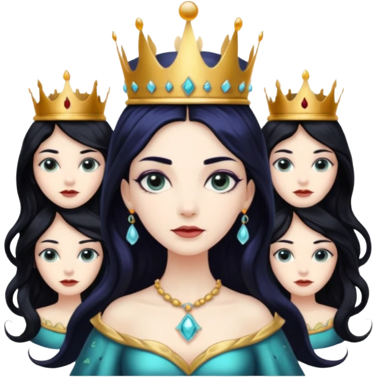 beautiful queen hydra sea witch with seven heads and a crown on the main head emoji