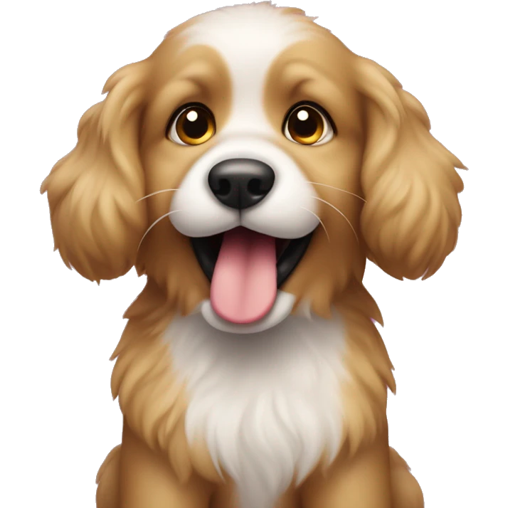 fluffy cute puppy dog sticking out his tongue emoji