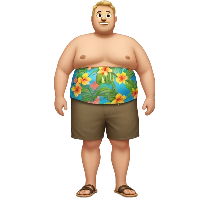 Chubby white guy in hawai shirt and underwear emoji