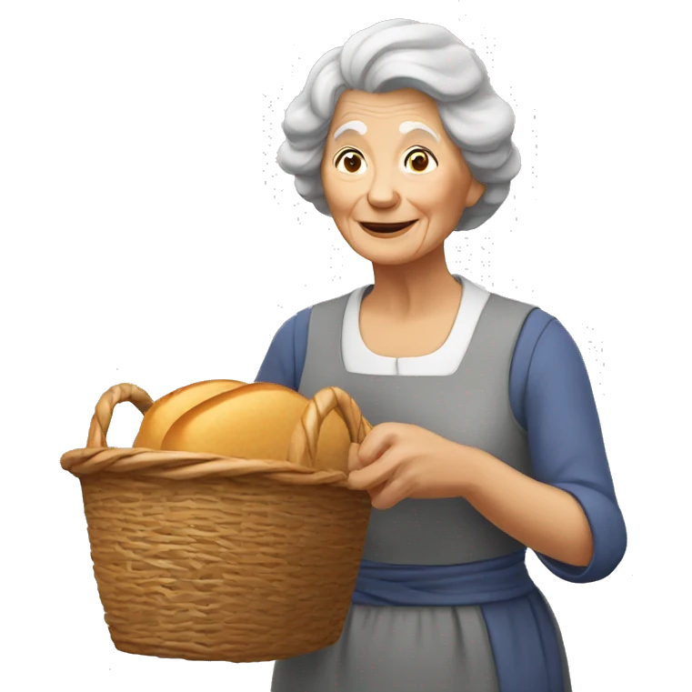 old lady with bread basket emoji