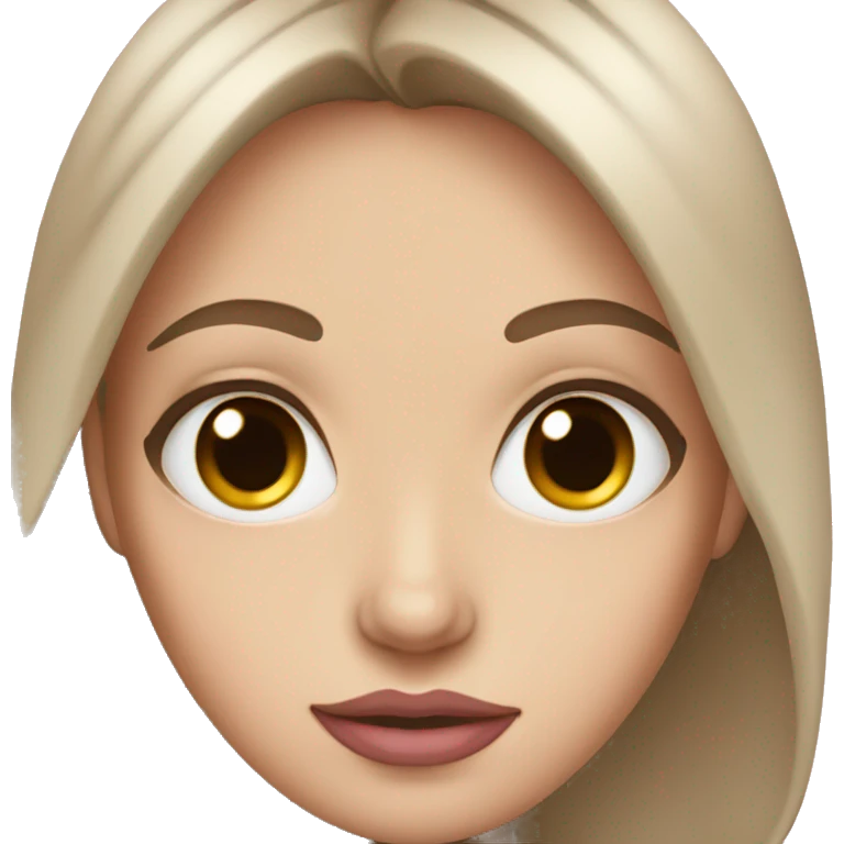 White girl, brown hair, brown eye, pink lips emoji
