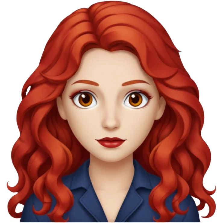 Chappell Roan (b.1998) with red long wavy hair, makeup emoji