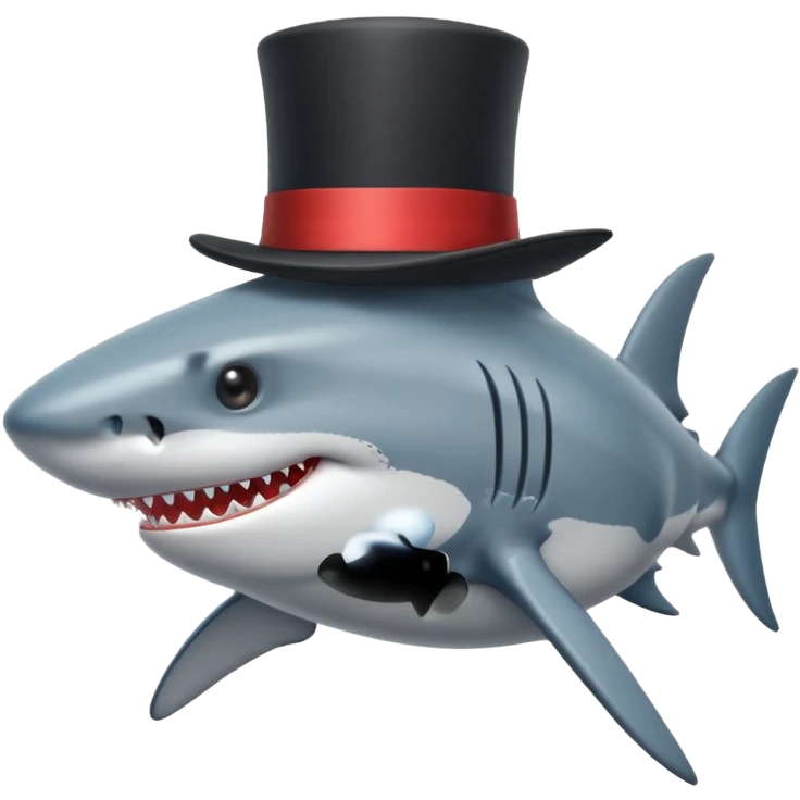 Shark with a top hat emoji