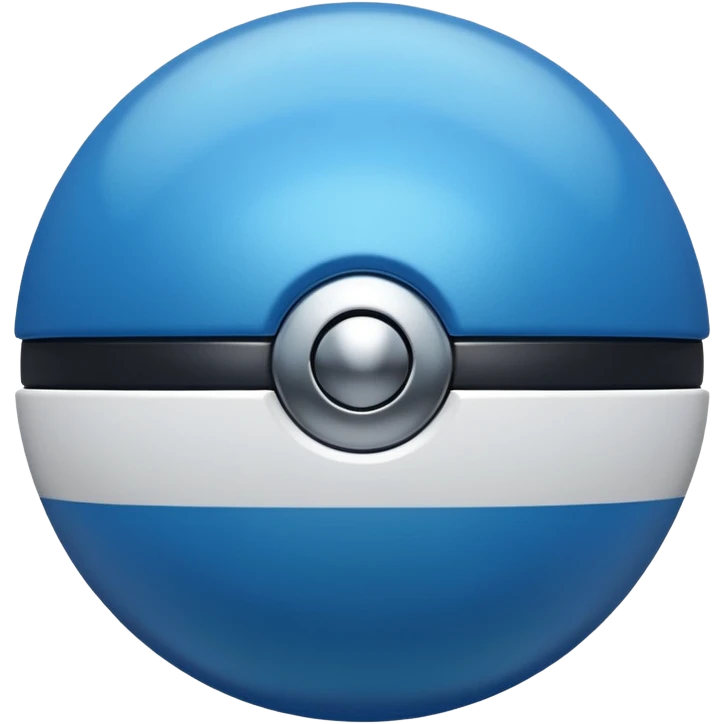 blue pokeball emoji, top half is a more saturated blue, bottom half is white, black stripe, with a metallic sheen emoji