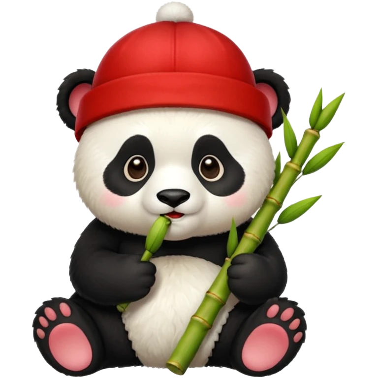 panda wearing red cap with bamboo emoji