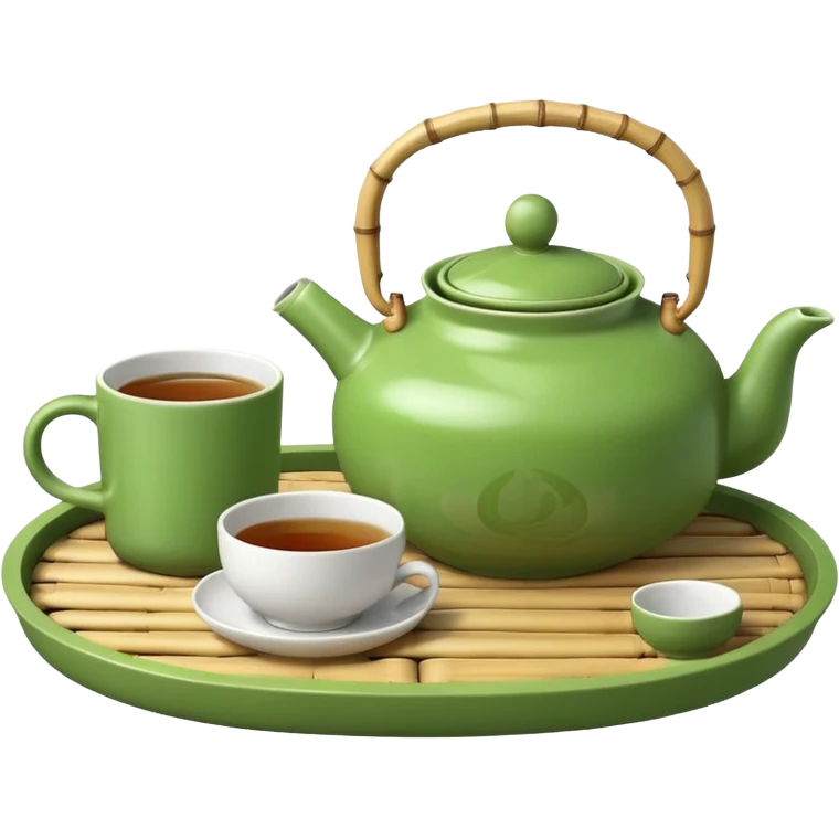 japan bamboo tray with a teapot and cup emoji