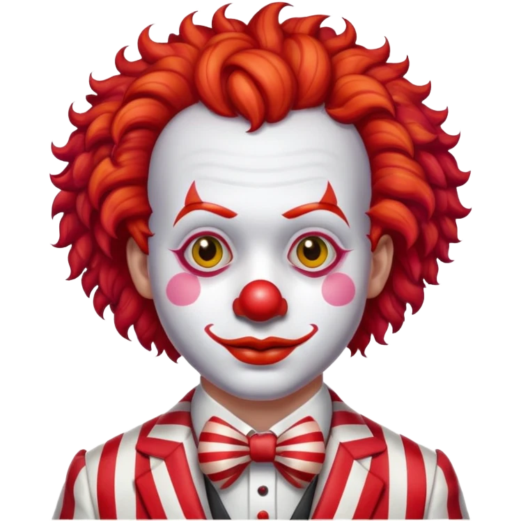 clown with bright red curly hair and white-red striped suit emoji