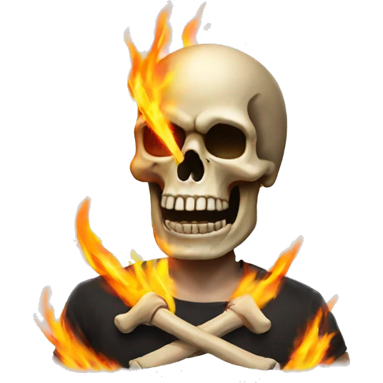 Skull fire salute emoji
