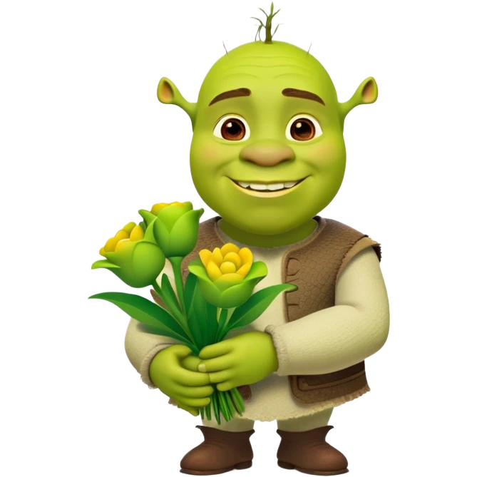 Shrek giving green flowers  emoji