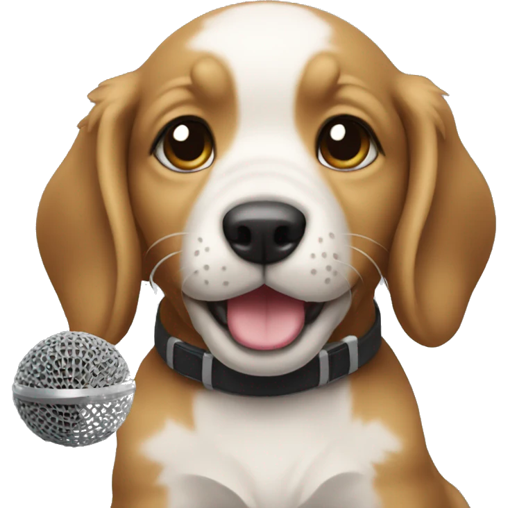 a puppie holding a microphone emoji