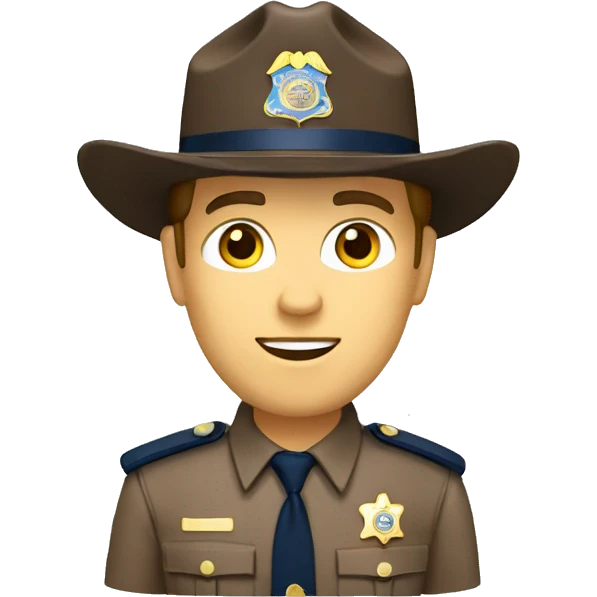 Caucasian state trooper with brown campaign hat emoji