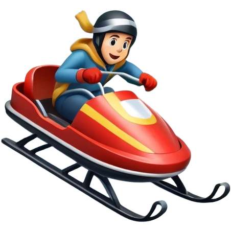 An icon featuring a sleek sled speeding down a snowy hill, with a snowy landscape and pine trees in the background. The motion lines and slight snow spray emphasize the thrill of the ride. Transparent background highlights the excitement and fun of sledding. emoji