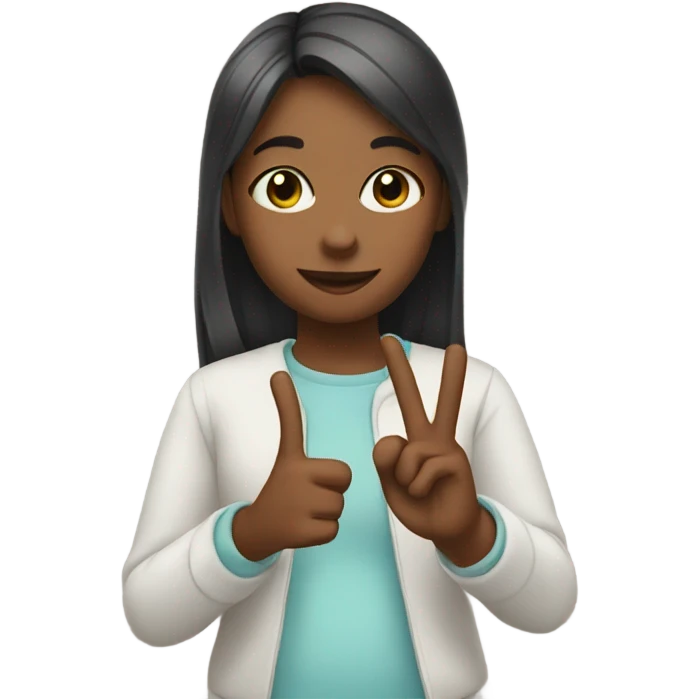 Girl doing the peace sign  emoji