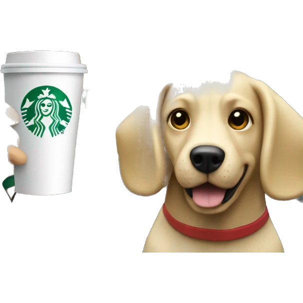 Dog and blonde woman driving drinking Starbucks coffee emoji