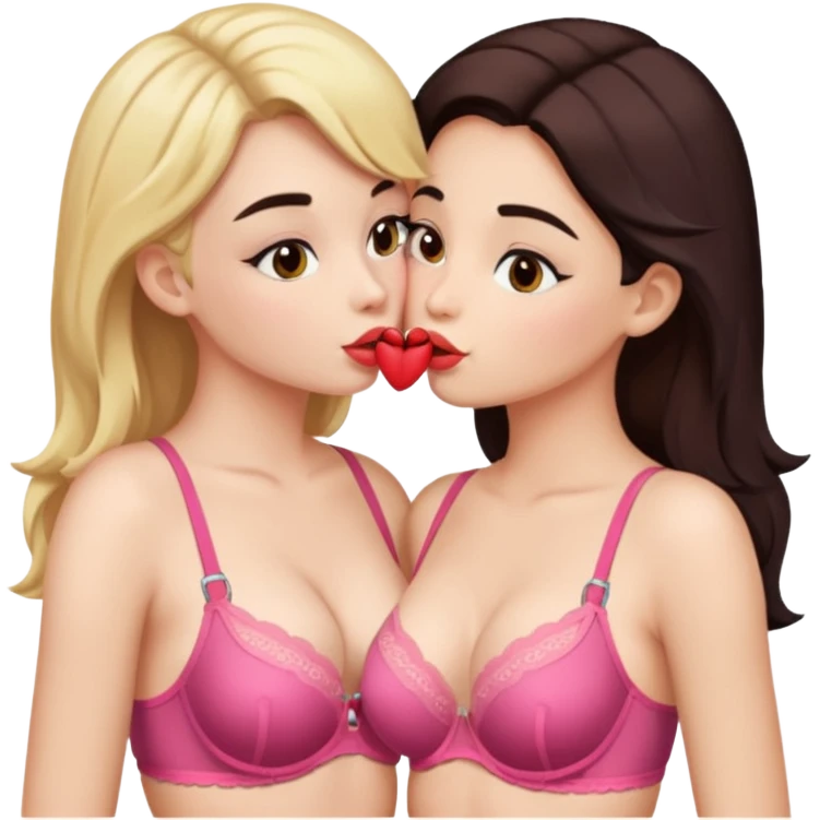 2 girls in bras kissing emoji