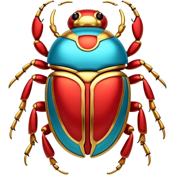 colorful cyan, red, and gold, shiny ancient Egyptian-styled holy scarab trinket  emoji