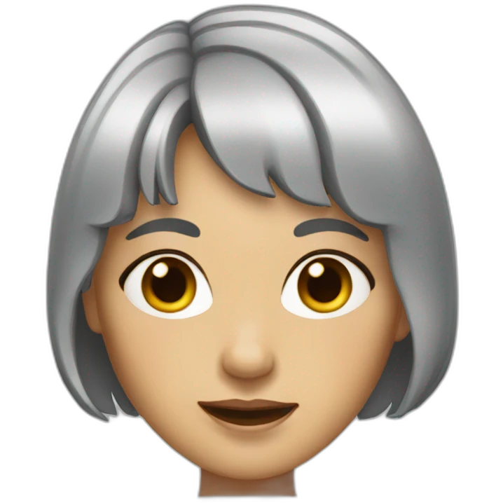 woman with grey hair and bangs, older, wrinkles emoji