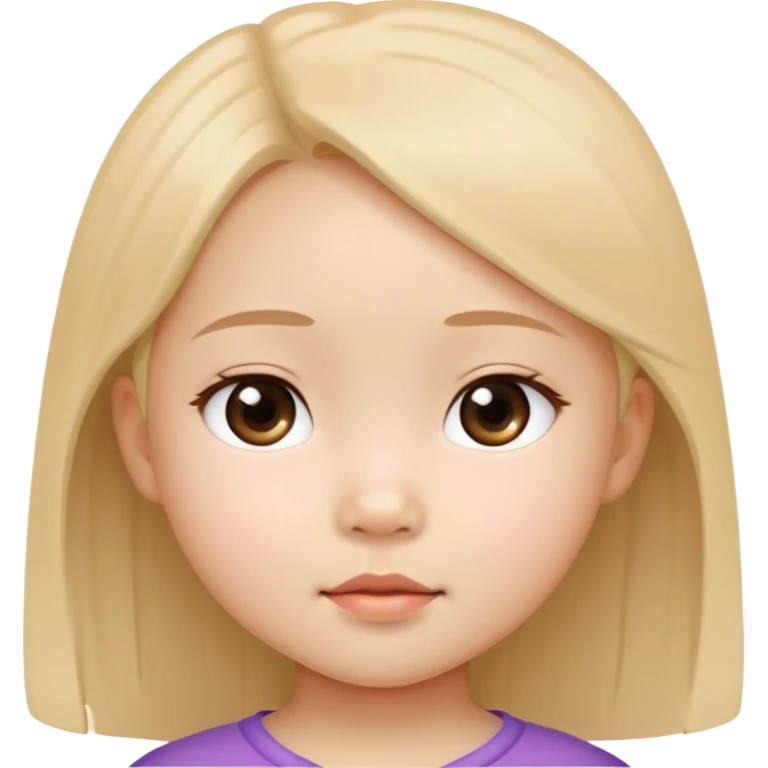 toddler girl face, Asian eyes, light skin, straight hair, no neck emoji