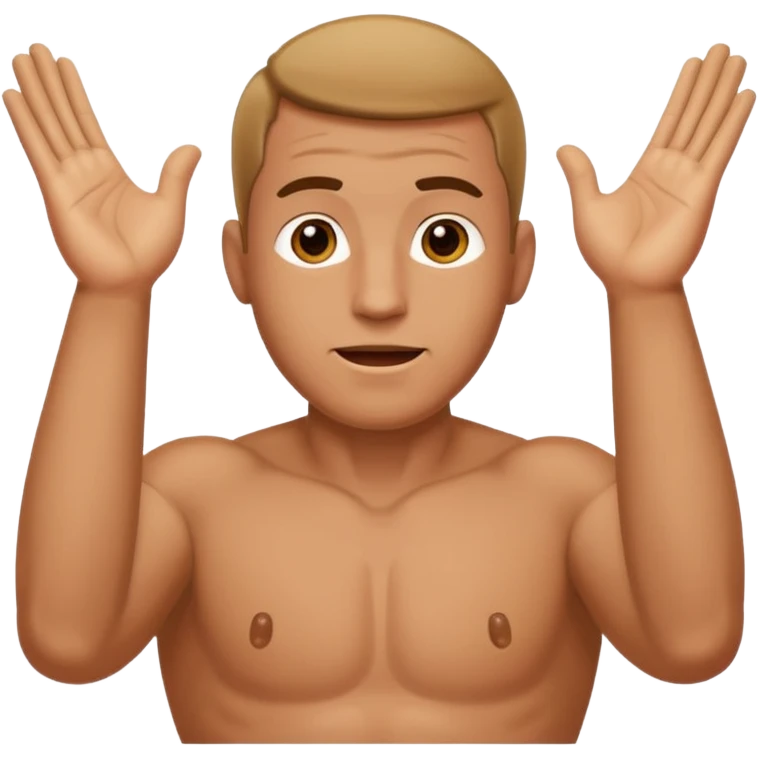 A man who has his balls to big and move yours hands upp and down emoji