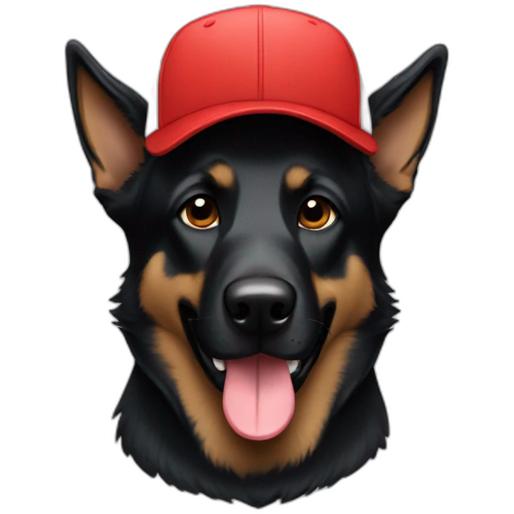 Black German shepherd with baseball cap emoji