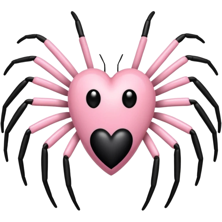 Light pink heart with black spider in center emoji