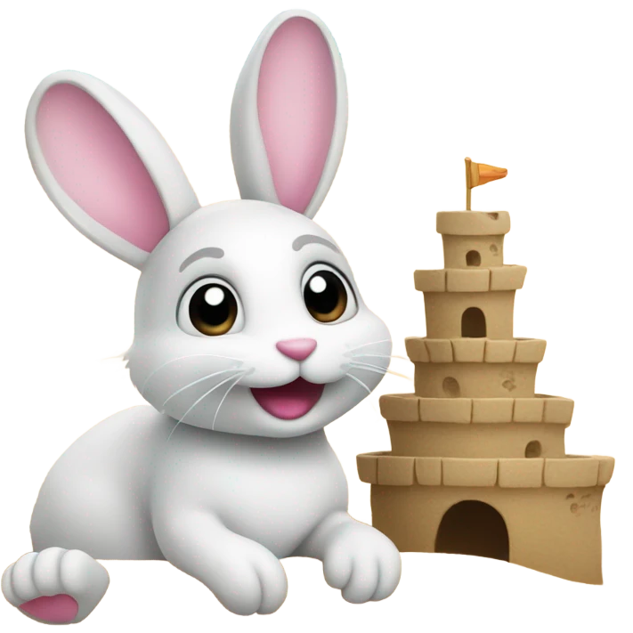 A bunny in a sandcastle emoji