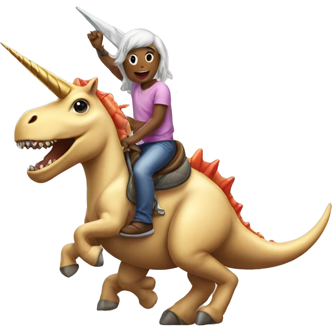 Unicorn riding a dinosaur  emoji