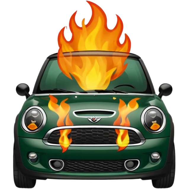 Mini cooper dark Green with fire emoji emoji