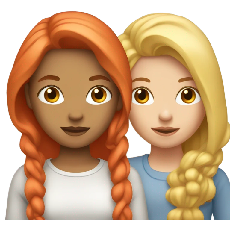 2 girls, white with blonde hair and white with red hair  emoji