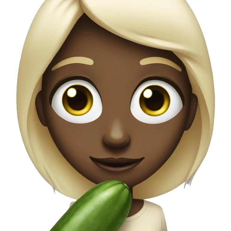 Girl with cucumber eye and smlie emoji