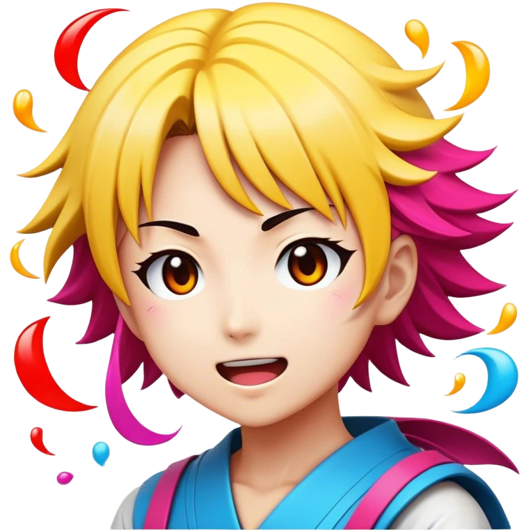 Cinematic Realistic Manga Comics Emoji, depicted as a dynamic stylized illustration inspired by Japanese manga art with bold lines and expressive characters, rendered with vibrant textures and energetic colorful lighting that captures its iconic style. emoji