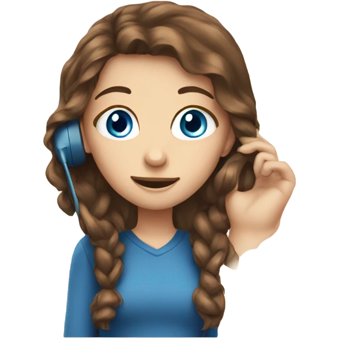 Girl with brown hair and blue eyes phoning   emoji