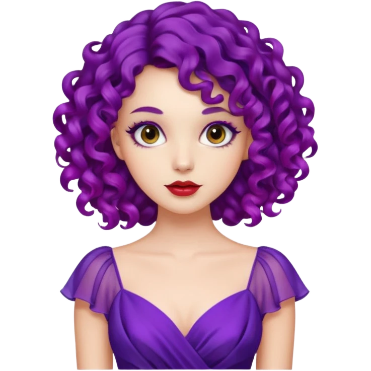 Fashion Model with Purple Curls, wearing red dress emoji