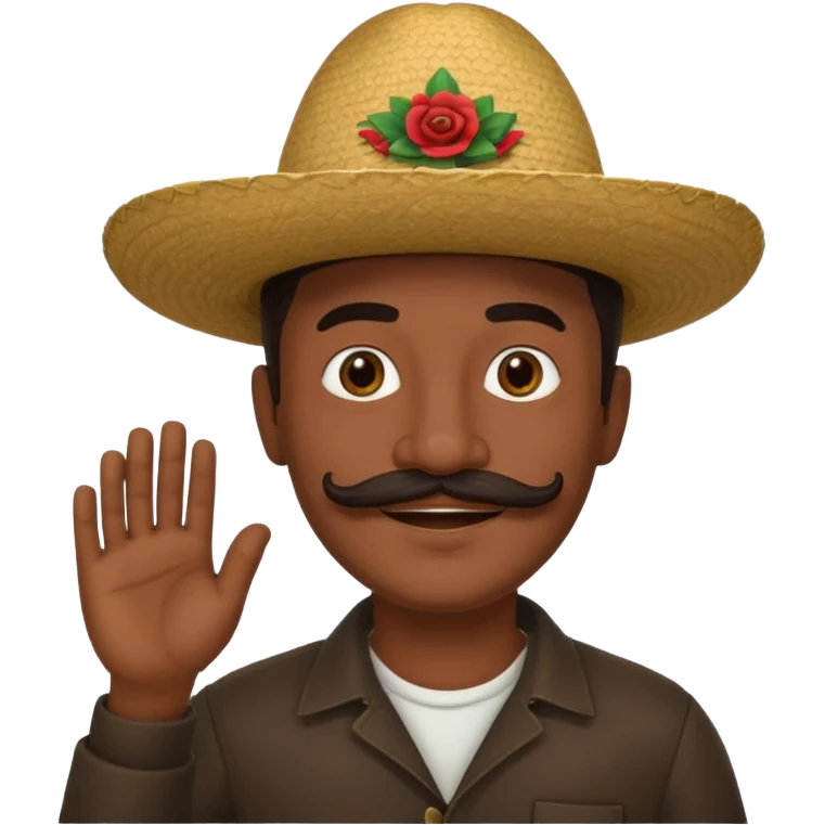Mexican with a mustache giving thanks while taking off his hat emoji