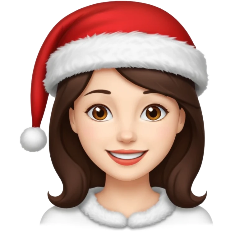 brunette woman with wearing Santa emoji