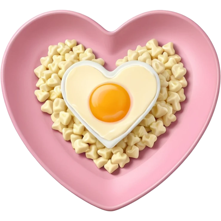 egg salad in a light pink heart shaped plate emoji