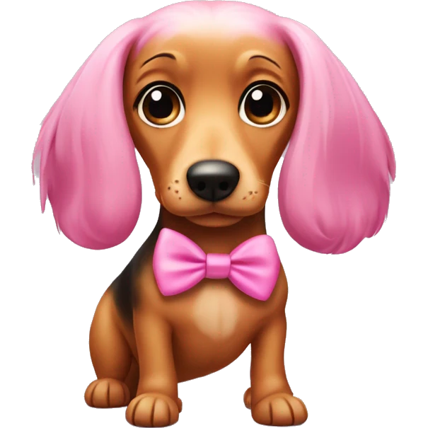 Weenie dog with pink hair bow emoji