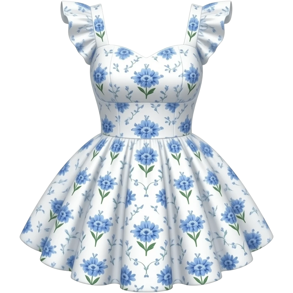 Summer dress. White with blue florals emoji