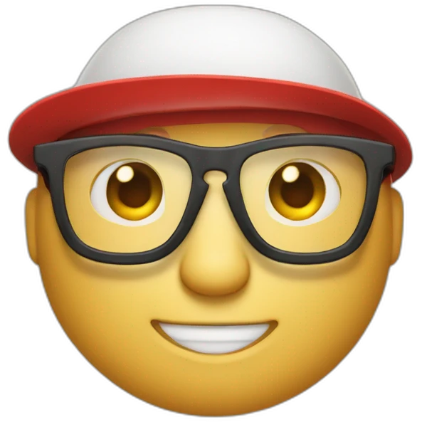 man with glasses and red hat with a white M in the hat emoji